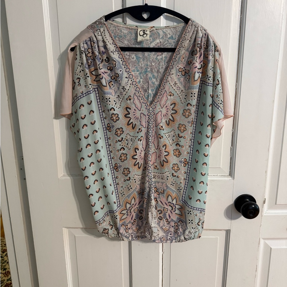 One September (Anthropologie) Women's Paisley V-Neck Top Size M